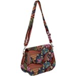 Multicolored Flower Decor Flowers Patterns Leaves Colorful Saddle Handbag