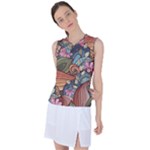 Multicolored Flower Decor Flowers Patterns Leaves Colorful Women s Sleeveless Sports Top