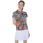 Multicolored Flower Decor Flowers Patterns Leaves Colorful Women s Polo Tee