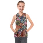 Multicolored Flower Decor Flowers Patterns Leaves Colorful Kids  Sleeveless Hoodie