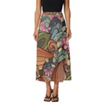 Multicolored Flower Decor Flowers Patterns Leaves Colorful Classic Midi Chiffon Skirt