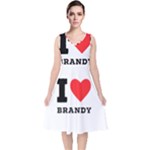 I love brandy V-Neck Midi Sleeveless Dress 