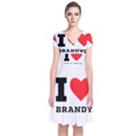 I love brandy Short Sleeve Front Wrap Dress