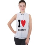 I love brandy Mock Neck Chiffon Sleeveless Top