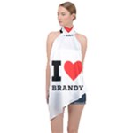 I love brandy Halter Asymmetric Satin Top