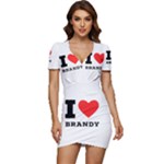 I love brandy Low Cut Cap Sleeve Mini Dress