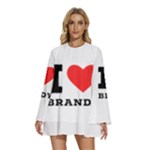 I love brandy Round Neck Long Sleeve Bohemian Style Chiffon Mini Dress