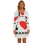 I love brandy Long Sleeve Wide Neck Velvet Dress