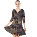 Victorian House In The Woods Quarter Sleeve Front Wrap Dress