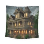 Victorian House In The Woods Square Tapestry (Small)