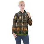 Victorian House In The Woods Women s Long Sleeve Pocket Shirt