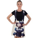 Cute Adorable Victorian Gothic Girl Velvet Suspender Skater Skirt