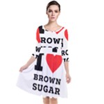 I love brown sugar Quarter Sleeve Waist Band Dress