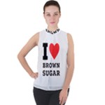 I love brown sugar Mock Neck Chiffon Sleeveless Top