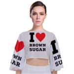 I love brown sugar Tie Back Butterfly Sleeve Chiffon Top