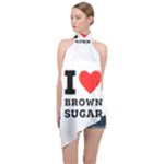 I love brown sugar Halter Asymmetric Satin Top