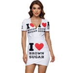 I love brown sugar Low Cut Cap Sleeve Mini Dress