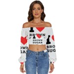 I love brown sugar Long Sleeve Crinkled Weave Crop Top