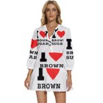 I love brown sugar V-Neck Placket Mini Dress