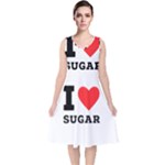 I love sugar  V-Neck Midi Sleeveless Dress 