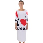 I love sugar  Quarter Sleeve Midi Bodycon Dress