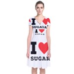 I love sugar  Short Sleeve Front Wrap Dress