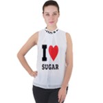 I love sugar  Mock Neck Chiffon Sleeveless Top