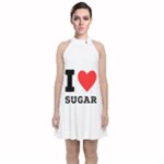 I love sugar  Velvet Halter Neckline Dress 