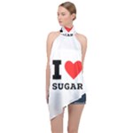 I love sugar  Halter Asymmetric Satin Top