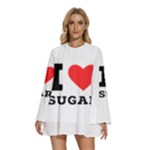 I love sugar  Round Neck Long Sleeve Bohemian Style Chiffon Mini Dress