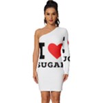 I love sugar  Long Sleeve One Shoulder Mini Dress