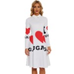 I love sugar  Long Sleeve Shirt Collar A-Line Dress