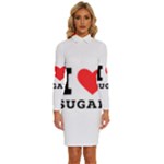 I love sugar  Long Sleeve Shirt Collar Bodycon Dress