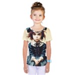 Cute Adorable Victorian Gothic Girl 3 Kids  One Piece Tee