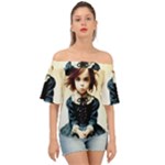 Cute Adorable Victorian Gothic Girl 3 Off Shoulder Short Sleeve Top