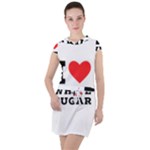 I love white sugar Drawstring Hooded Dress