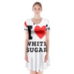 I love white sugar Short Sleeve V-neck Flare Dress