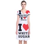 I love white sugar Short Sleeve Front Wrap Dress