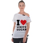 I love white sugar Off Shoulder Tie-Up Tee