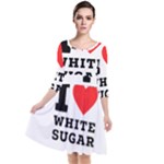 I love white sugar Quarter Sleeve Waist Band Dress