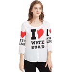 I love white sugar Chiffon Quarter Sleeve Blouse