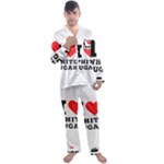 I love white sugar Men s Long Sleeve Satin Pajamas Set