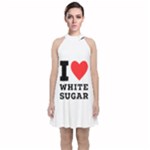 I love white sugar Velvet Halter Neckline Dress 