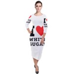 I love white sugar Quarter Sleeve Midi Velour Bodycon Dress