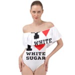 I love white sugar Off Shoulder Velour Bodysuit 