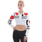 I love white sugar Long Sleeve Cropped Velvet Jacket