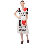 I love white sugar Keyhole Neckline Chiffon Dress