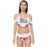 I love white sugar Ruffle Edge Tie Up Bikini Set	