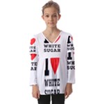 I love white sugar Kids  V Neck Casual Top