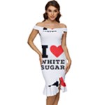 I love white sugar Off Shoulder Ruffle Split Hem Bodycon Dress